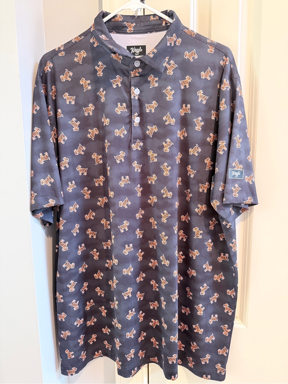 Waggle Polo with orange tiger print